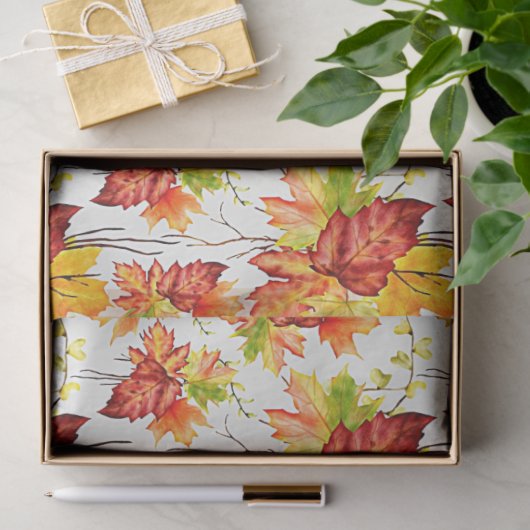 Papier Mousseline Motif feuille d'automne (Cadeau)