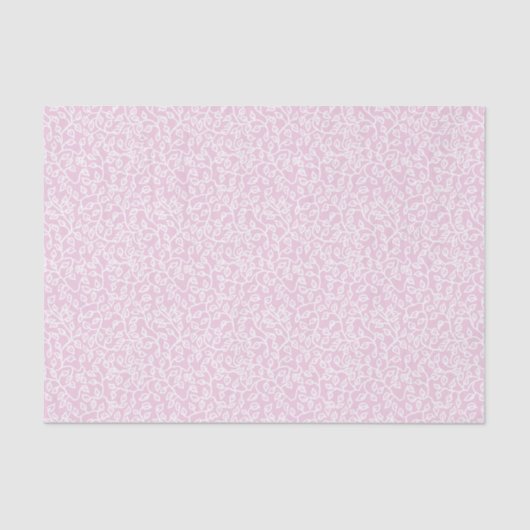 Papier Mousseline Motif Feuille de piste blanc sur rose pâle (Recto)