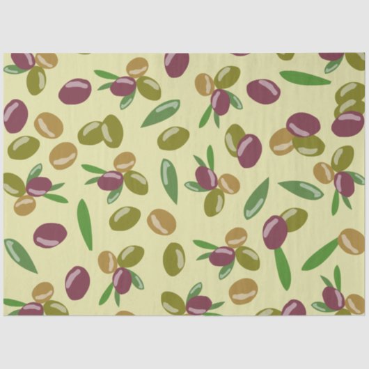 Papier Mousseline Motif Feuille d'olive et d'olive rustique (Recto)