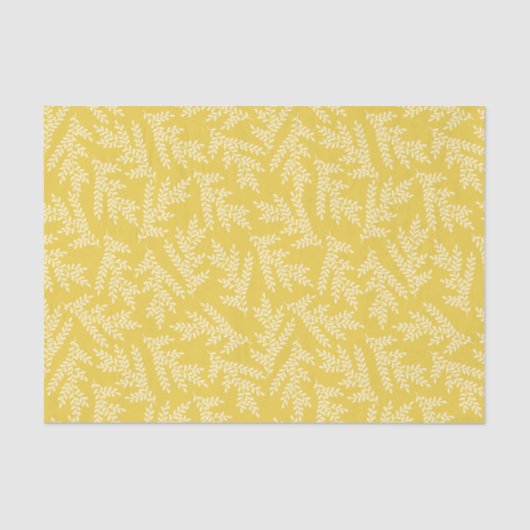 Papier Mousseline Motif Feuille moderne de moutarde jaune (Recto)