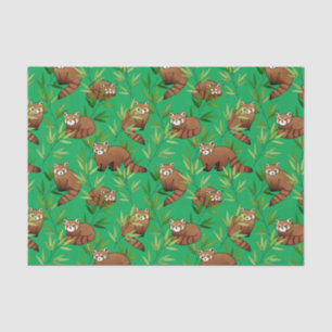 Papier Mousseline Motif Feuille Red Panda & Bamboo