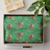 Papier Mousseline Motif Feuille Red Panda & Bamboo (Cadeau)