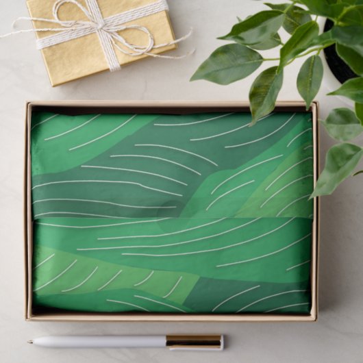 Papier Mousseline Motif Feuille vert (Cadeau)