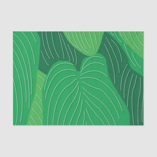 Papier Mousseline Motif Feuille vert (Recto)