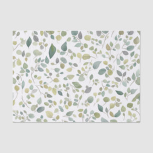 Papier Mousseline Motif Feuille vert aquarelle