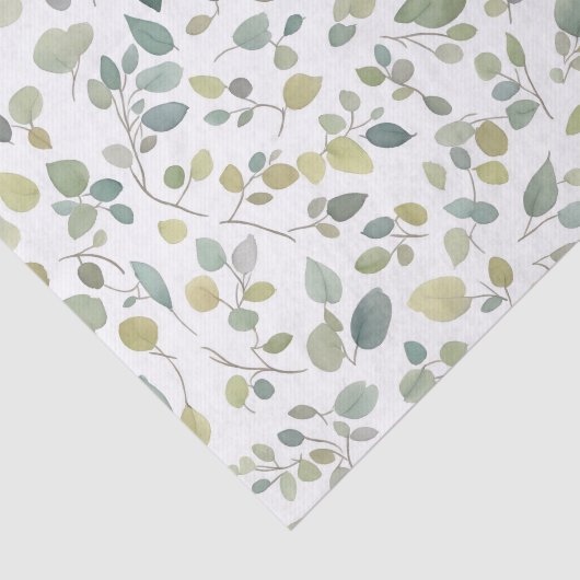Papier Mousseline Motif Feuille vert aquarelle (Détail)