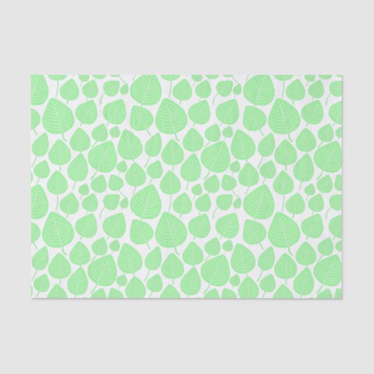 Papier Mousseline Motif feuille - vert menthe (Recto)