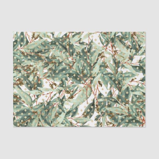 Papier Mousseline Motif Feuille verte 25 (Recto)