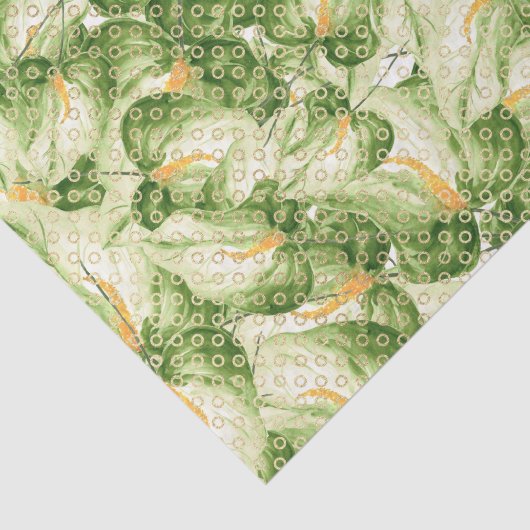 Papier Mousseline Motif feuille verte 6 (Détail)