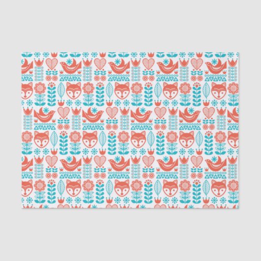 Papier Mousseline Motif finlandais d'art populaire de Fox et (Recto)