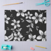 Papier Mousseline Motif Fleur noir et blanc (Artisanat)