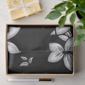 Papier Mousseline Motif Fleur noir et blanc (Cadeau)