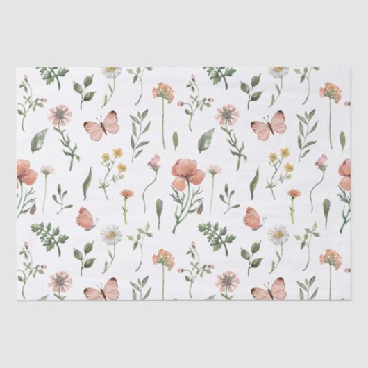 Papier Mousseline Motif Fleur sauvage aquarelle (Recto)