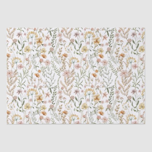 Papier Mousseline Motif Fleur sauvage aquarelle (Recto)