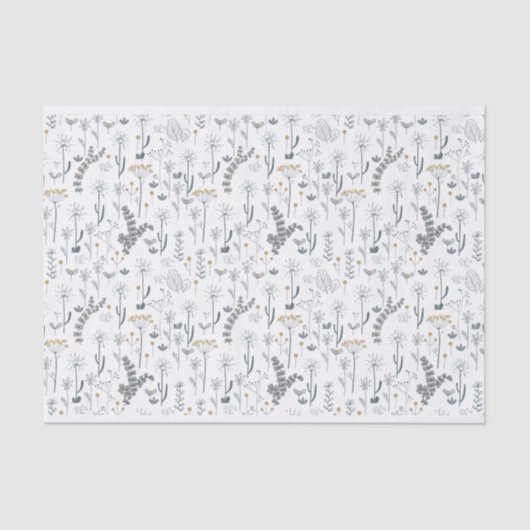 Papier Mousseline motif fleur sauvage boho (Recto)
