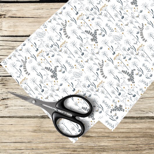 Papier Mousseline motif fleur sauvage boho