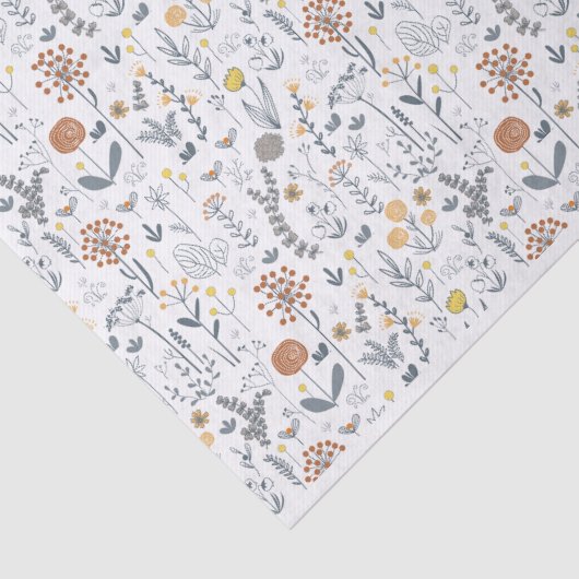 Papier Mousseline motif fleur sauvage boho (Détail)