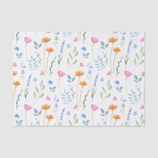 Papier Mousseline Motif Fleur sauvage d'aquarelle mixte (Recto)