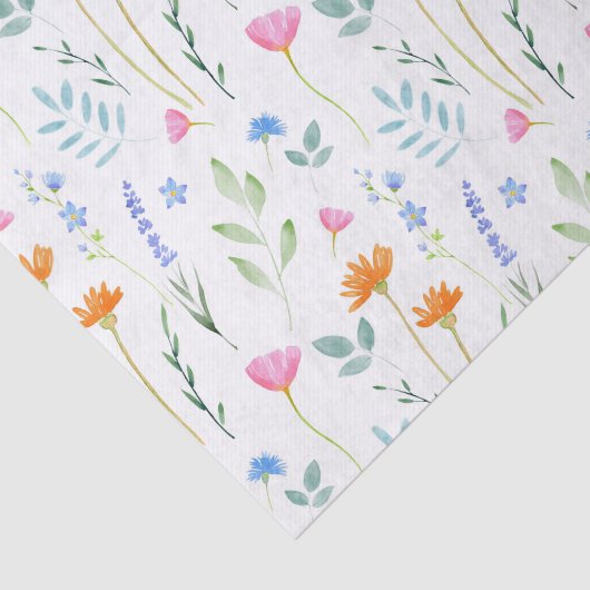 Papier Mousseline Motif Fleur sauvage d'aquarelle mixte (Détail)