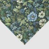 Papier Mousseline Motif Fleur sauvage victorien bleu et vert (Détail)