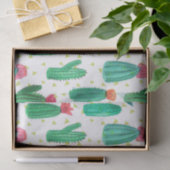 Papier Mousseline Motif fleurissant de cactus d'aquarelle mignonne (Cadeau)