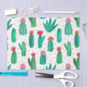 Papier Mousseline Motif fleurissant de cactus d'aquarelle mignonne (Artisanat)
