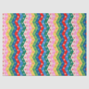 Papier Mousseline Motif flocon de neige zigzag couleur rétro