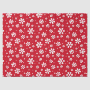 Papier Mousseline Motif flocons de neige hivernaux rouge et blanc fe