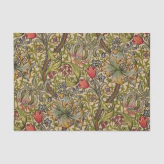 Papier Mousseline Motif floral antique Lily dorée de William Morris