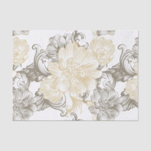 Papier Mousseline Motif floral beige victorien vintage de vignes