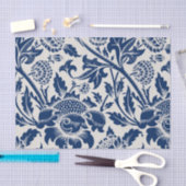 Papier Mousseline Motif floral bleu complexe sur fond clair (Artisanat)