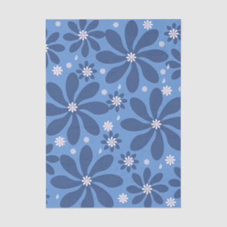 Papier Mousseline Motif Floral Bleu - Élégant linge d'accès