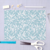 Papier Mousseline Motif floral bleu et blanc élégant (Artisanat)