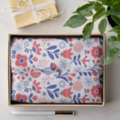 Papier Mousseline Motif floral bleu et de corail (Cadeau)