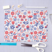 Papier Mousseline Motif floral bleu et de corail (Artisanat)