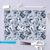 Papier Mousseline Motif floral bleu marine Pastel (Artisanat)