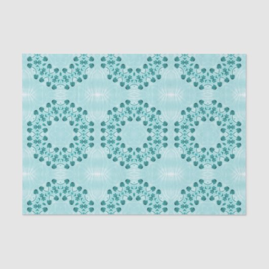 Papier Mousseline Motif floral, bleu Turquoise (Recto)
