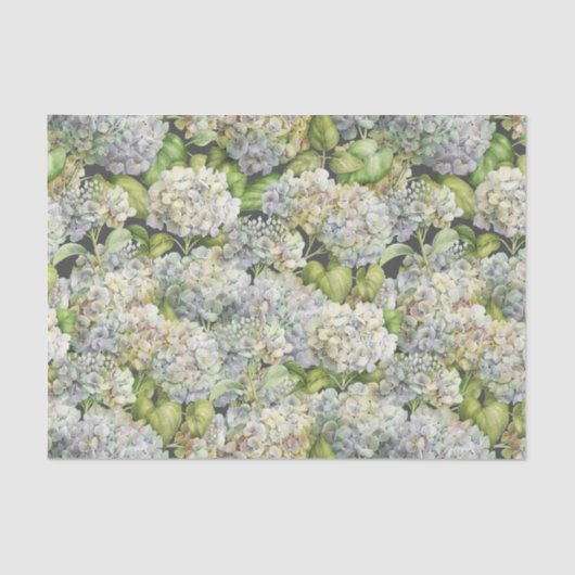 Papier Mousseline Motif Floral Blue Hydrangea Summer Flowers (Recto)