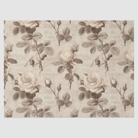 Papier Mousseline Motif floral botanique vintage (5) (Recto)