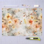 Papier Mousseline Motif floral clair et crème (Artisanat)