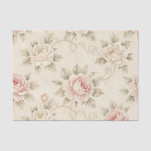 Papier Mousseline Motif floral damask rose rose vintage