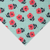 Papier Mousseline Motif floral d'Aqua rouge féminin mignon (Détail)