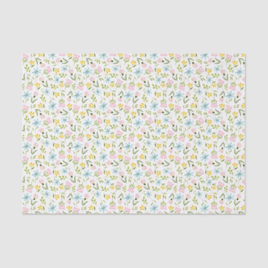 Papier Mousseline Motif floral d'aquarelle (Recto)