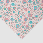 Papier Mousseline Motif floral d'art populaire turquoise et de (Détail)