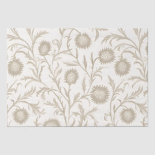 Papier Mousseline Motif floral de chardon neutre
