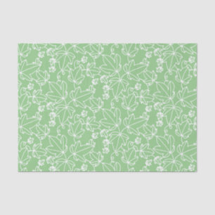 Papier Mousseline Motif floral de feuille verte et blanche de lierre