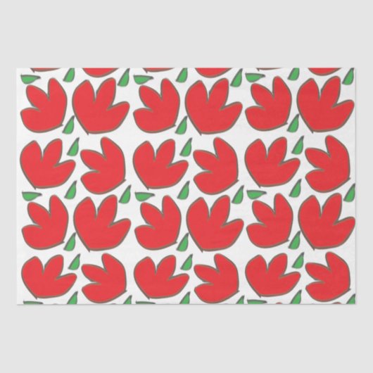 Papier Mousseline Motif floral de fleurs rouges (Recto)