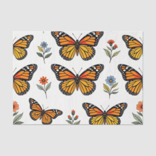 Papier Mousseline Motif floral de papillon monarque