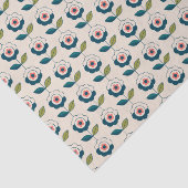 Papier Mousseline Motif floral de rétro turquoise (Détail)