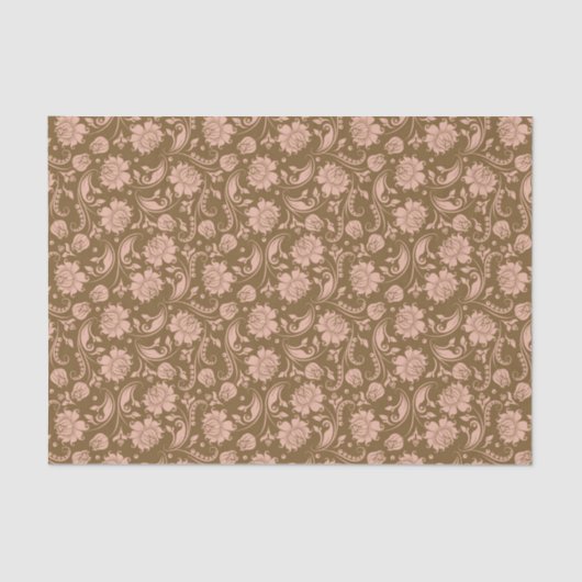 Papier Mousseline Motif floral de rose et de brun (Recto)